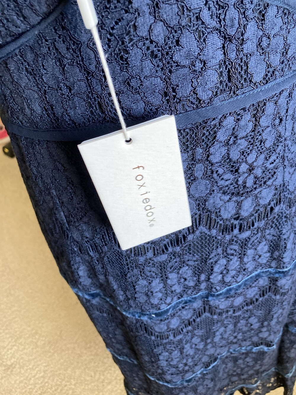 Anthropologie Foxiedox Dress Clarinda Tiered Lace Navy Sz XL orig $148 NWT A305 - Picture 9 of 16